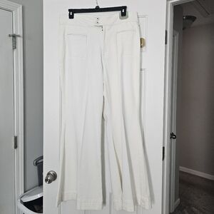 Whiteish Cream Wide-Leg Pants Size 18